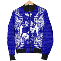 Tonga Polynesian Men's Bomber Jacket Map Blue - Polynesian Pride