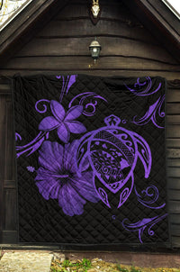Hawaii Turtle Hibiscus Premium Quilt Purple - Polynesian Pride