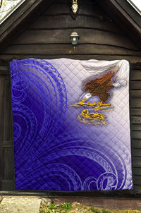 American Samoa Polynesian Premium Quilt - Bald Eagle (Blue) - Polynesian Pride