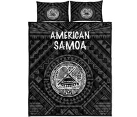American Samoa Quilt Bed Set - Seal In Polynesian Tattoo Style ( Black) - Polynesian Pride