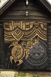 Federated States Of Micronesia Premium Quilt - Federated States Of Micronesia Seal & Golden Turtle Hibiscus - Polynesian Pride