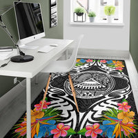 American Samoa Area Rug - Coat OfArmsWith Tropical Flowers - Polynesian Pride