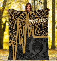 Pohnpei Personalised Premium Blanket - Pohnpei Seal In Heartbeat Patterns Style (Gold) - Polynesian Pride