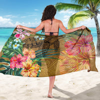 Hawaii Turtle Hibiscus Polynesian Gold Sarong - Moon Style - AH - Polynesian Pride