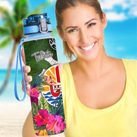 Tahiti Hydro Tracking Bottle White - Turtle Plumeria Banana Leaf - Polynesian Pride