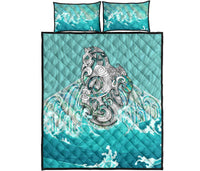 Maori Manaia The Blue Sea Quilt Bed Set, Turquoise - Polynesian Pride