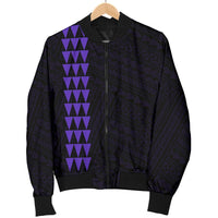 Hawaii Kakau Polynesian Coat Of Arms Women's Bomber Jacket - Purple - Polynesian Pride