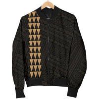 Hawaii Kakau Polynesian Kanaka Map Women's Bomber Jacket - Gold - Polynesian Pride