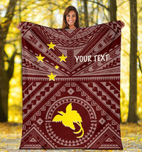 Papua New Guinea Personalised Premium Blanket - Flag With Polynesian Patterns (Red) - Polynesian Pride