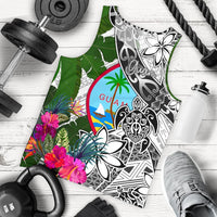 Guam Men's Tank Top White - Turtle Plumeria Banana Leaf White - Polynesian Pride