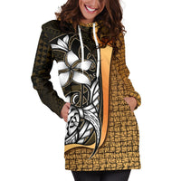 Pohnpei Micronesian Women's Hoodie Dress Gold - Turtle With Hook - Polynesian Pride