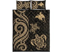 Papua New Guinea Quilt Bed Set - Gold Tentacle Turtle - Polynesian Pride