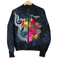 Tonga Polynesian Men's Bomber Jacket - Tropical Flower - Polynesian Pride