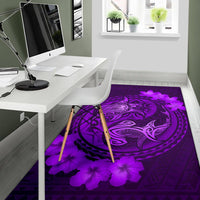 Hawaii Yin Yang Turtle Shark Hibiscus Plumeria Rug - Purple - Polynesian Pride