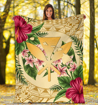 Hawaii Premium Blanket - Kanaka Maoli Premium Blanket Strong Pattern Hibiscus Plumeria AH - Polynesian Pride