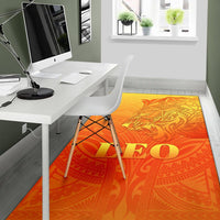 Sun In Leo Zodiac Area Rug Polynesian Tattoo Simple - Orange - Polynesian Pride