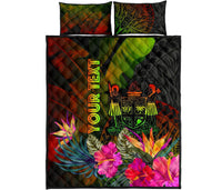Fiji Polynesian Personalised Quilt Bed Set - Hibiscus and Banana Leaves - Polynesian Pride