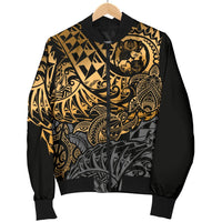 Tonga Polynesian Bomber Jacket (Men) - Gold Turtle Flowing - Polynesian Pride
