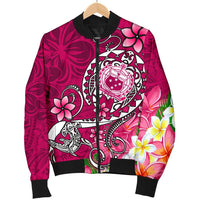 Samoa Men's Bomber Jacket - Turtle Plumeria (Pink) - Polynesian Pride