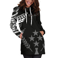 Kosrae Personalised Custom Women's Hoodie Dress - Micronesian Pattern Flash Black - Polynesian Pride