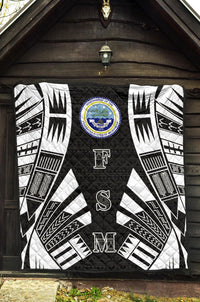 Federated States Of Micronesia Premium Quilt - Federated States Of Micronesia Seal Polynesian White Tattoo (Black) - Polynesian Pride