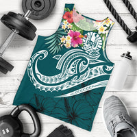 Tahiti Polynesian Men's Tank Top - Summer Plumeria (Turquoise) Turquoise - Polynesian Pride
