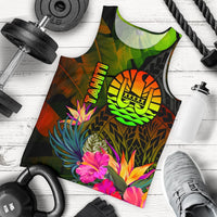 Tahiti Polynesian Men's Tank Top - Hibiscus and Banana Leaves Reggae - Polynesian Pride