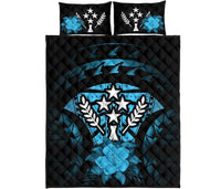 Kosrae Polynesian Quilt Bed Set Hibiscus Blue - Polynesian Pride