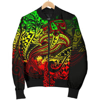 Polynesian Men's Bomber Jacket - Reggae Shark Polynesian Tattoo - Polynesian Pride
