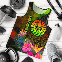Tahiti Polynesian Personalised Men's Tank Top - Hibiscus and Banana Leaves Reggae - Polynesian Pride