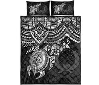 Pohnpei Polynesian Quilt Bed Set - Pohnpei Flag & White Turtle Hibiscus - Polynesian Pride
