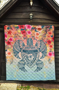 Hawaii Turtle Ohana Stary Night Hibiscus Premium Quilt - Polynesian Pride