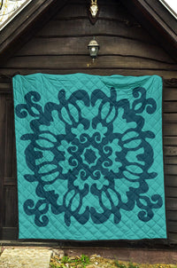 Hawaiian Quilt Turtle Pattern New Blue Premium Quilt - Skin Style - AH - Polynesian Pride
