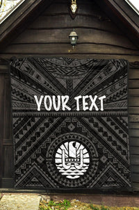 Tahiti Personalised Premium Quilt - Tahiti Seal In Polynesian Tattoo Style (Black) - Polynesian Pride