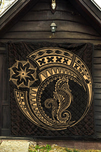 Polynesian Quilt - Polynesian Gold Seahorse Tattoo - Polynesian Pride