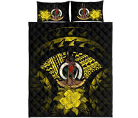 Vanuatu Polynesian Quilt Bed Set Hibiscus Yellow - Polynesian Pride