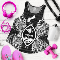 Guam Polynesian Women Tank Top Map Black - Polynesian Pride