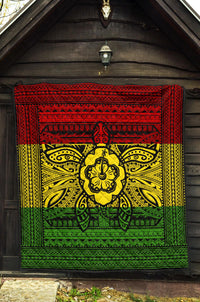 Hawaii Polyensian Kanaka Flag Turtle Premium Quilt - Polynesian Pride