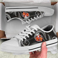 Tonga Polynesian Low Top Shoes - White Plumeria - Polynesian Pride