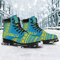 Tuvalu Leather Boots - Polynesian Flag Chief Version - Polynesian Pride