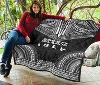 Society Islands Premium Quilt - Society Islands Flag Polynesian Chief Black Version - Polynesian Pride