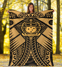 Samoa Polynesian Premium Blanket - Samoa Gold Seal with Polynesian Tattoo - Polynesian Pride