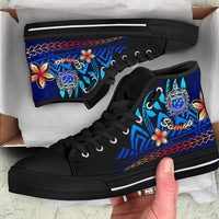 Samoa High Top Shoes Blue - Vintage Tribal Mountain - Polynesian Pride