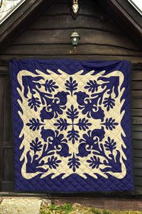 Hawaiian Leaves Pattern Premium Quilt - Blue - Argu Style - AH - Polynesian Pride