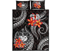 Samoa Polynesian Quilt Bed Set - White Plumeria - Polynesian Pride