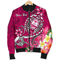 Guam Custom Personalised Men's Bomber Jacket - Turtle Plumeria (Pink) - Polynesian Pride