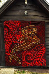 Samoa Premium Quilt - Red Shark Polynesian Tattoo - Polynesian Pride