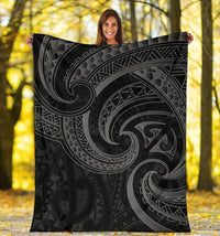New Zealand Maori Mangopare Premium Blanket Polynesian - Black - Polynesian Pride