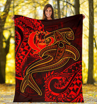 Pohnpei Premium Blanket - Red Shark Polynesian Tattoo - Polynesian Pride