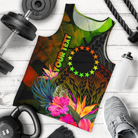 Cook Islands Polynesian Personalised Men's Tank Top - Hibiscus and Banana Leaves Reggae - Polynesian Pride